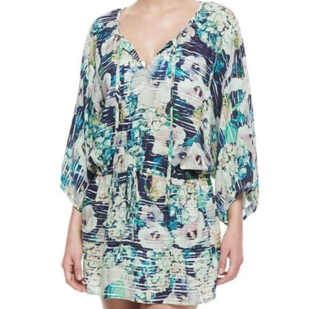 Nanette Lepore Hula Hibiscus Floral Print Cover Up Tunic Size Small Vacation